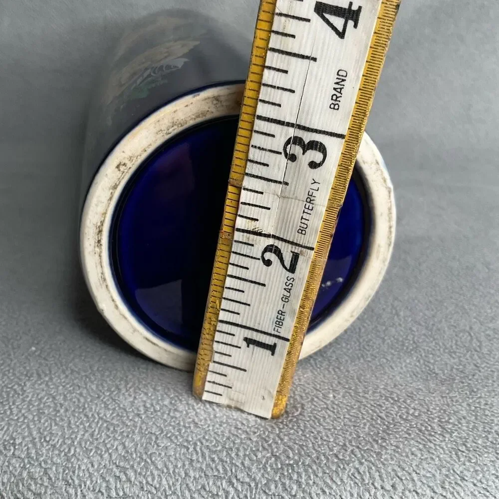Vintage Interpur Cobalt Blue Peacock Oriental Vase 22KGoldTrim 10.5